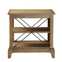 Acme Hiroko Rectangular Wooden 2-Shelf End Table with Metal X Design in Oak