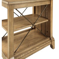 Acme Hiroko Rectangular Wooden 2-Shelf End Table with Metal X Design in Oak