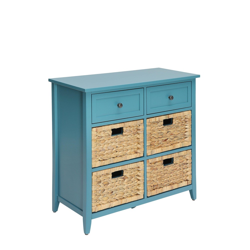 Acme Flavius 6 Drawers Accent Wood Chest In Turquoise Teal