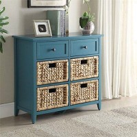 Acme Flavius 6 Drawers Accent Wood Chest In Turquoise Teal