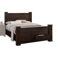 Acme Panang Eastern King Wooden Bed With Storage Drawers In Mahogany