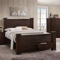 Acme Panang Eastern King Wooden Bed With Storage Drawers In Mahogany