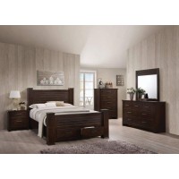 Acme Panang Eastern King Wooden Bed With Storage Drawers In Mahogany