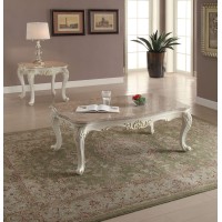 Acme Furniture Chantelle Coffee Table With Marble Top, Pearl