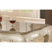 Acme Furniture Chantelle Coffee Table With Marble Top, Pearl