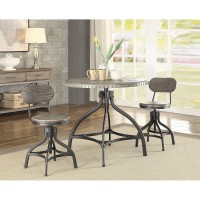 Acme Fatima 3 Piece Wooden Adjustable Dining Set in Gray Oak