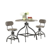 Acme Fatima 3 Piece Wooden Adjustable Dining Set in Gray Oak