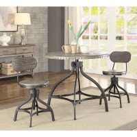 Acme Fatima 3 Piece Wooden Adjustable Dining Set in Gray Oak