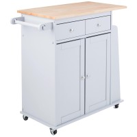Acme Tullarick 2-Drawer Wooden Kitchen Cart In Natural And Gray