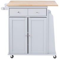 Acme Tullarick 2-Drawer Wooden Kitchen Cart In Natural And Gray