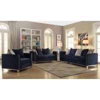 Acme Phaedra Loveseat with 4 Pillows in Blue Fabric