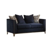 Acme Phaedra Loveseat with 4 Pillows in Blue Fabric