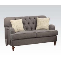 Acme Alianza Loveseat (With 2 Pillows) In Dark Gray Fabric