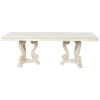 Acme Ragenardus Wooden Extendable Pedestal Dining Table In Antique White