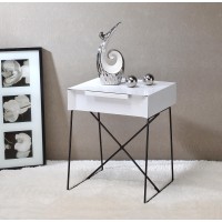 Acme Gualacao 1-Drawer Metal Base End Table In White