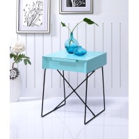 Acme Gualacao Metal 1-Drawer End Table In Teal