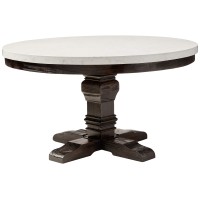 Acme Nolan Dining Table In White Marble And Salvage Dark Oak