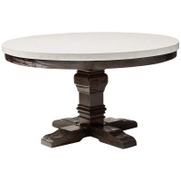 Acme Nolan Dining Table In White Marble And Salvage Dark Oak