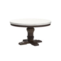 Acme Nolan Dining Table In White Marble And Salvage Dark Oak