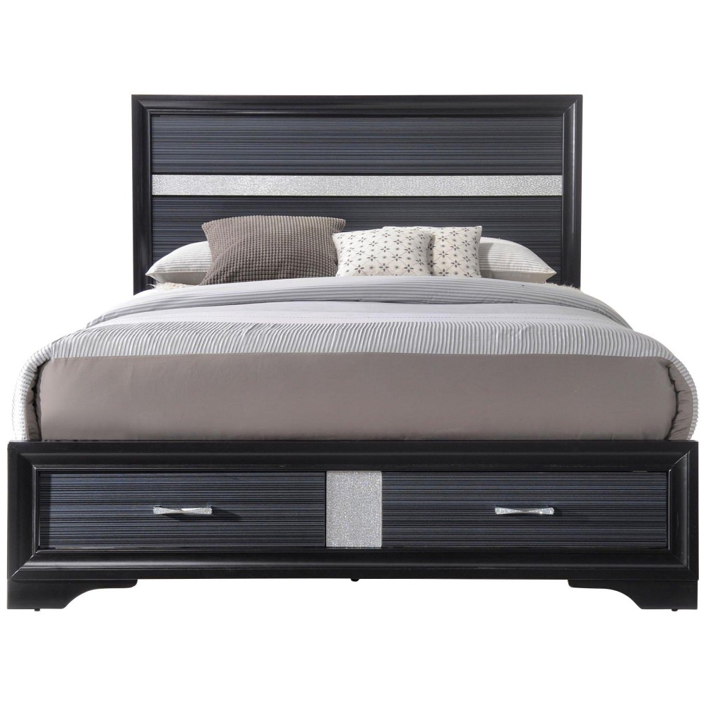 Acme Naima Queen Bed With Storage In Black