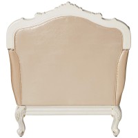 Acme Chantelle Chair W/1 Pillow - 53542 - Rose Gold Pu/Fabric & Pearl White