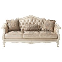 Acme Chantelle Sofa In Rose Gold Pu & Pearl White