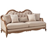 Acme Chelmsford Sofa W/5 Pillows - 56050 - Beige Fabric & Antique Taupe