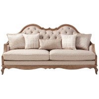 Acme Chelmsford Sofa W/5 Pillows - 56050 - Beige Fabric & Antique Taupe
