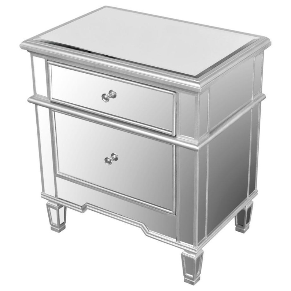 Best Master 2Drawer Engineered Wood Accent Stand in Silver Mirrored