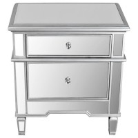 Best Master 2Drawer Engineered Wood Accent Stand in Silver Mirrored