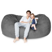 Lumaland Luxurious Giant 7Ft Bean Bag Chair With Microsuede Cover Ultra Soft Foam Filling Washable Jumbo Sofa For Kids Teen