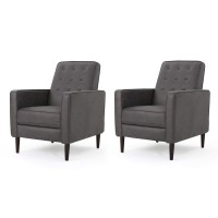 Christopher Knight Home Gdfstudio Christopher Knight Home Mervynn Mid-Century Modern Microfiber Recliners, 2-Pcs Set, Slate / Dark Espresso