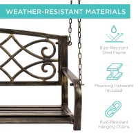 Best Choice Products 2Person Metal Outdoor Porch Swing Hanging Steel Patio Bench For Garden Deck Yard Wweatherresistant St