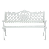 Island Gale Outdoor 3-Person Solid Heavy Duty Cast Aluminum Bench, Island Gale Patio Garden Yard Furniture White (White)
