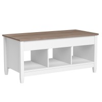 Tangkula Wood Lift Top Coffee Table, Modern Coffee Table W/Hidden Compartment And Open Storage Shelf For Living Room Office Reception Room (White)