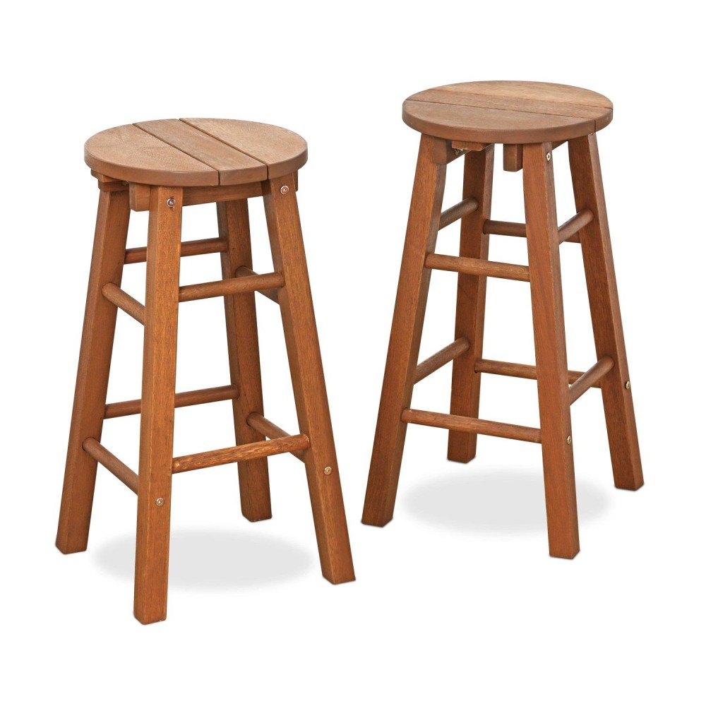 Furinno Fg17629 Tioman Outdoor Hardwood Patio Furniture Promo Arch Bar Stool (Set Of 2), Natural