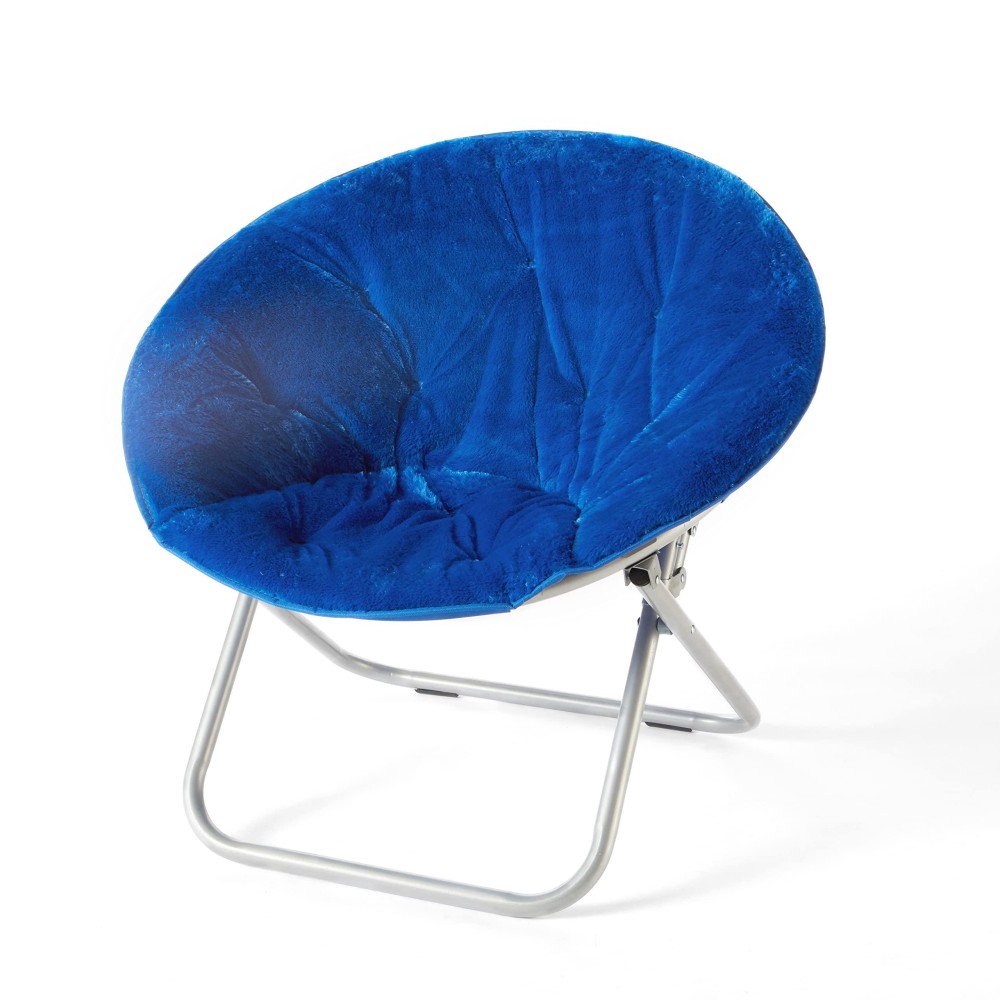 Urban Lifestyle Faux Fur Saucer Chair With Metal Frame One Size Blue