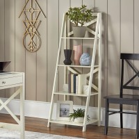 Target Marketing Systems 4-Tier Ladder Shelf, Modern Standing Bookshelf Organizer, Storage Rack For Home Office And Living Room, 20, White