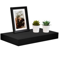 Welland 16 Inch Black Mission Floating Shelves For Wall Bathroom Wall Mount Shelves Wood Modern Display Shelves Book Shelves