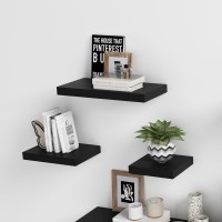 Welland 16 Inch Black Mission Floating Shelves For Wall Bathroom Wall Mount Shelves Wood Modern Display Shelves Book Shelves