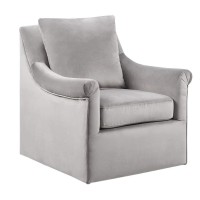 Madison Park Deanna Swivel Chair - Solid Wood Plywood Metal Base Accent Armchair Modern Classic Style Family Room Sofa Furniture Grey