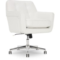 Serta Ashland Ergonomic Home Office Chair With Memory Foam Cushioning Chrome-Finished Stainless Steel Base, 360-Degree Mobility, White