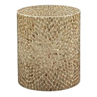 Jofran Inc. Global Archive Handcrafted Capiz Shell Terrazzo Modern Accent End Table