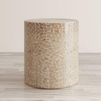 Jofran Inc. Global Archive Handcrafted Capiz Shell Terrazzo Modern Accent End Table