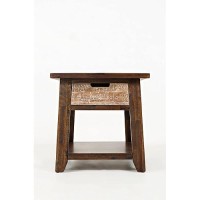 Painted Canyon Distressed Acacia Rustic End Table