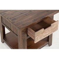 Painted Canyon Distressed Acacia Rustic End Table