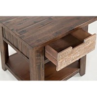 Painted Canyon Distressed Acacia Rustic End Table