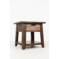 Painted Canyon Distressed Acacia Rustic End Table