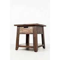 Painted Canyon Distressed Acacia Rustic End Table