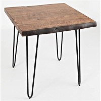 Jofran Nature'S Edge Modern Solid Wood Natural Live Edge Square End Table, Chestnut